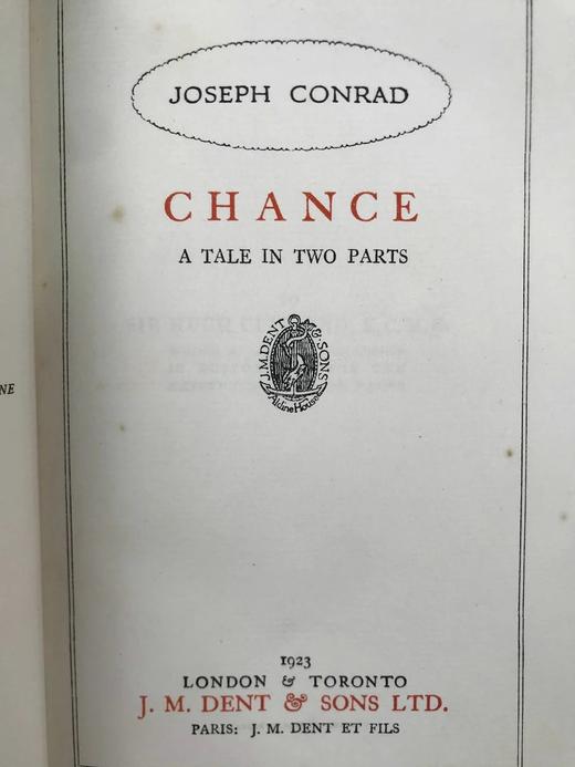 特装本！1923年 康拉德《机缘》 真皮精装大32开 商品图2