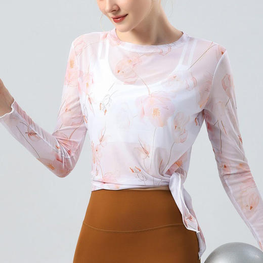 【126元任选2件】跃牌【漫西】系列 新款复古网纱上衣瑜伽服防晒显瘦速干罩衫Y250 商品图3