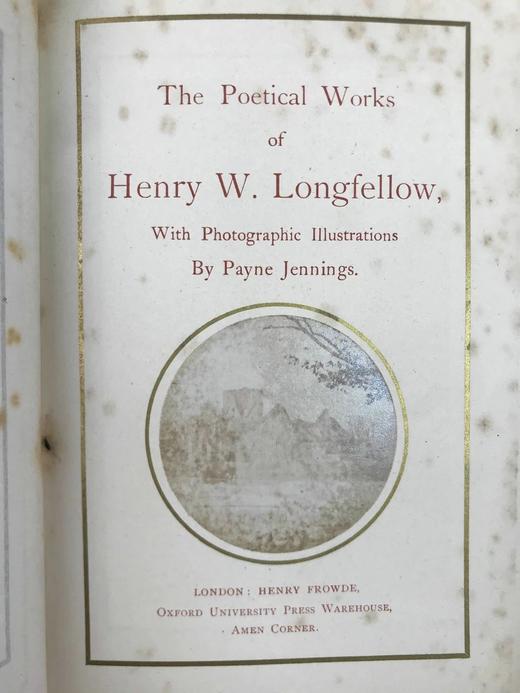 约20世纪早期 朗费罗诗集 配多幅手工贴图 全真皮精装32开 商品图4