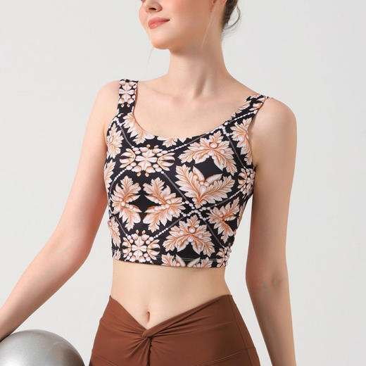 【126元任选2件】跃牌【漫西】系列 欧美印花时尚性感露背美背心瑜伽服运动文胸健身内衣Y256 商品图3