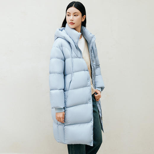 玳莎加厚中长款羽绒服女2024年冬季新款羽绒蓬松茧型立领连帽外套  ED41307 商品图1