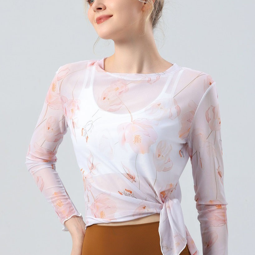 【126元任选2件】跃牌【漫西】系列 新款复古网纱上衣瑜伽服防晒显瘦速干罩衫Y250