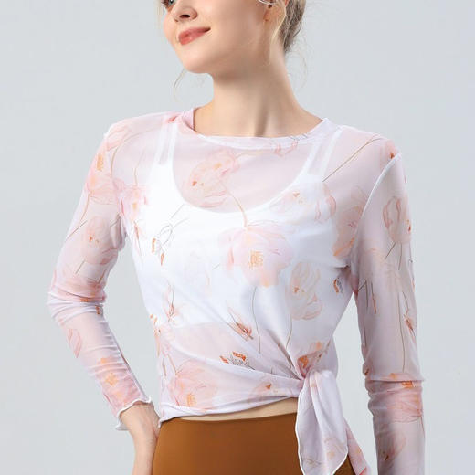 【126元任选2件】跃牌【漫西】系列 新款复古网纱上衣瑜伽服防晒显瘦速干罩衫Y250 商品图0