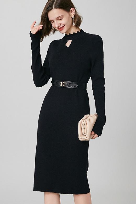 ONEBUYE/晚白 纯色打底毛衣连衣裙 10418 商品图0