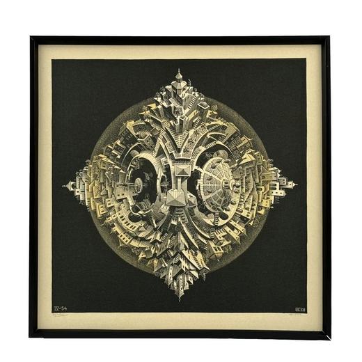 埃舍尔《四面体木刻》（带框装裱画） 商品图1
