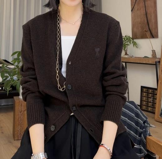 渠道货  AM咖色山羊绒混纺开衫  美拉德色系 羊绒绵羊毛毛衣 商品图0