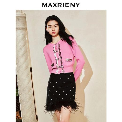 MAXRIENYKitty粉小香套头针织毛衫2024春款修身上衣(货号:MC88JA842) 商品图1