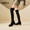 Safiya/索菲娅秋冬显瘦圆头百搭弹力高跟不掉筒过膝长靴 SF44117097 /SF44119097 商品缩略图3