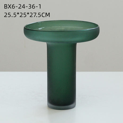 轻奢风创意克莱因蓝手工异形直筒磨砂玻璃花瓶客厅孔雀蓝台面花瓶 商品图3