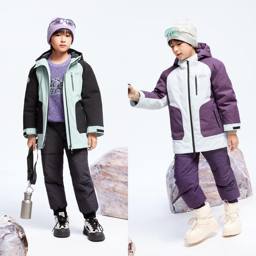 【御寒-5~5℃】男女童拼色中长款羽绒外套冬季新款安奈儿童装实体店同款AM445777 商品图3