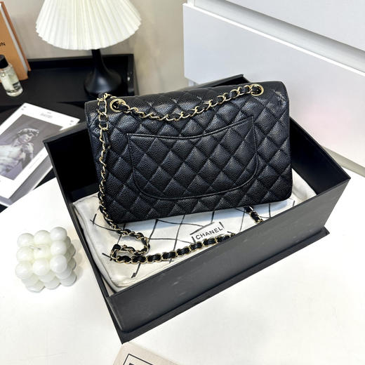 CHANEL cf 中号 黑金 荔枝纹牛皮 斜挎包 商品图1