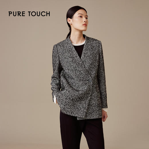 pure touch 2024年新款羊毛高级感法式单排扣毛呢外套冬季上衣 商品图3