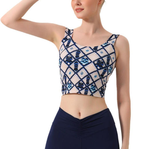 【126元任选2件】跃牌【漫西】系列 欧美印花时尚性感露背美背心瑜伽服运动文胸健身内衣Y256 商品图4