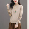 CC-103-66139半高领羊毛打底衫女秋冬洋气内搭提花毛衣短款显瘦针织衫 商品缩略图2