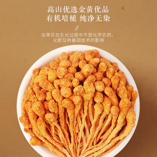 福东海 有机虫草花100g 特级蛹虫草大孢子头食用菌菇煲汤 商品图2