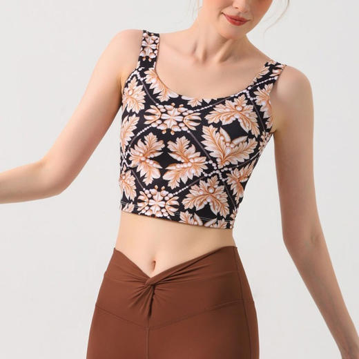 【126元任选2件】跃牌【漫西】系列 欧美印花时尚性感露背美背心瑜伽服运动文胸健身内衣Y256 商品图1