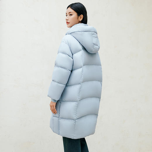玳莎加厚中长款羽绒服女2024年冬季新款羽绒蓬松茧型立领连帽外套  ED41307 商品图3