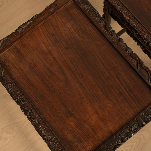 清 红木满工龙纹套几（一套四只） 商品图2