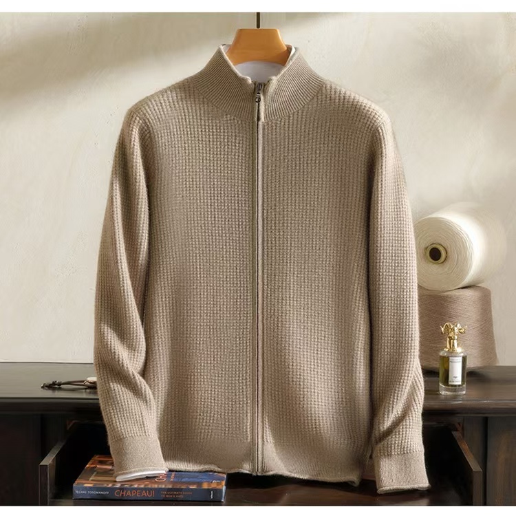 【老粉指定要】100纯山羊绒时髦洋气华夫格男款羊绒衫外套AK076