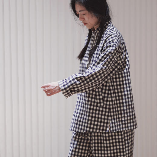 黄阿福｜双层色织格子棉小立领外套 商品图4