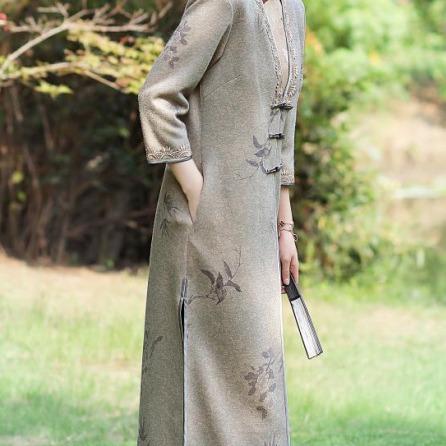 显瘦长款旗袍妮子外套QMR 商品图1