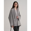 MAISON CECILE浅灰/深灰羊绒羊毛翻领茧型短款大衣 商品缩略图0