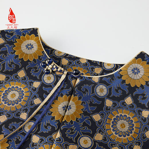 SAINTJOY/上久楷 女式宋锦马甲 中式上衣 中国风 复古 大小团花纹花卉锦 CY1044207009 商品图10