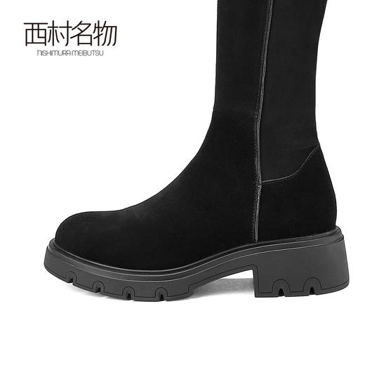 西村名物2024冬季新款百搭典范瘦瘦靴加绒粗跟高筒长靴女X24DI47271 商品图2