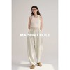 MAISON CECILE四色/保暖薄绒松紧腰分割线茧型九分裤 商品缩略图1