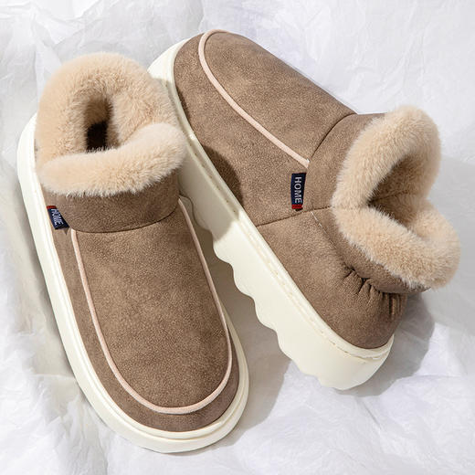 【暖呼呼❗️厚底踩屎感棉鞋】2025新款冬季加绒防水保暖包跟鞋，防撞鞋头优秀软糯面料耐磨鞋底，外穿包跟加绒室内保暖厚底棉鞋男QQ 商品图3