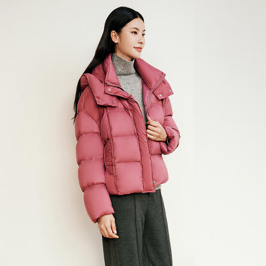 玳莎立领连帽面包保暖外套百搭女2024年冬季新款加厚短款羽绒服  ED41306 商品图2