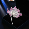 高档优雅天然淡水珍珠银杏叶胸花胸针镶满锆LY 商品缩略图1