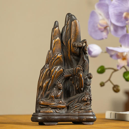 清 沉香木雕山水人物山子摆件 商品图4