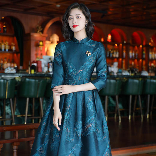 复古中国装秋款提花日常改良旗袍连衣裙OY24308 商品图3