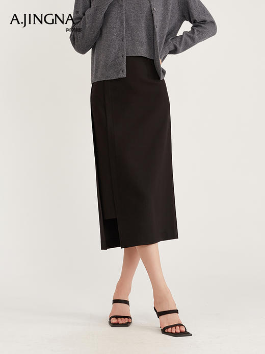 【高雅韵味】阿菁娜精纺羊设计感直筒半身裙F29D213003 商品图3