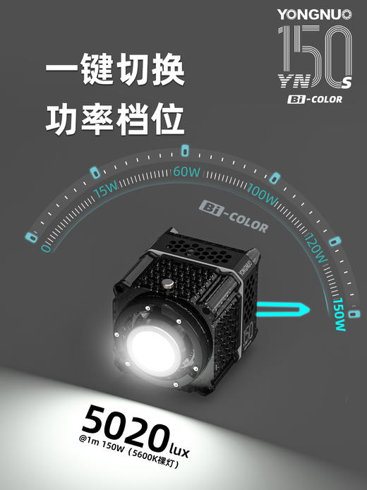 永诺YN150S-Bi便携大功率外拍摄影灯摄像灯补光灯，恒定功率150W，手持轻巧，配件丰富 商品图3