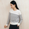 玳莎黑白条纹圆领毛衣女士24年冬季新款时尚羊毛羊绒混纺内搭上衣  ED33308 商品缩略图1
