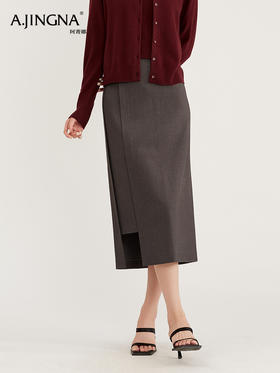 【高雅韵味】阿菁娜精纺羊设计感直筒半身裙F29D213003