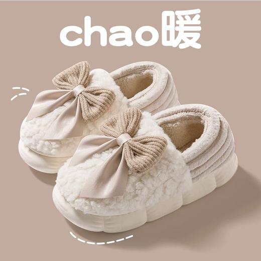 【行走的被窝可爱蝴蝶结棉鞋】冬季新款室内家居保暖毛毛绒加厚棉鞋，御寒保暖高颜值，立体造型丰盈厚实月子棉鞋女款冬季QQ 商品图4