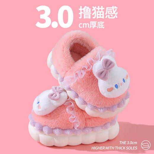 【立体卡通棉拖从里暖倒外】冬季毛茸茸儿童棉拖鞋，防滑鞋底保暖锁温牢固缝线，包跟防滑保暖婴幼儿宝宝居家小孩棉鞋QQ 商品图0