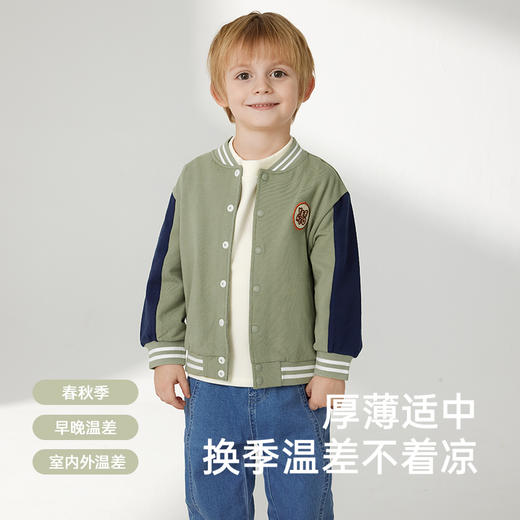 英氏儿童外套男童女童休闲外套棒球服春秋外套中大童外套 商品图1