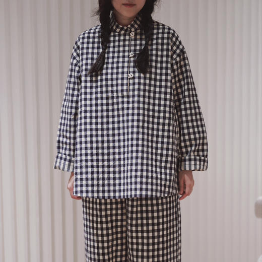 黄阿福｜双层色织格子棉小立领外套 商品图2