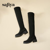 Safiya/索菲娅秋冬显瘦圆头百搭弹力高跟不掉筒过膝长靴 SF44117097 /SF44119097 商品缩略图4