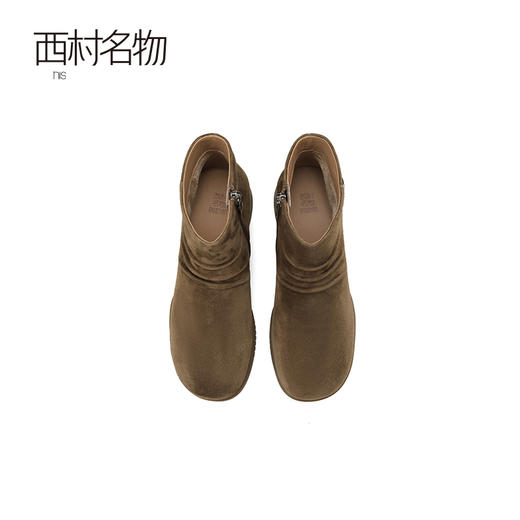 西村名物2024秋冬新款休闲拉链款美拉德厚底粗跟马丁靴女X24DS47311 商品图4