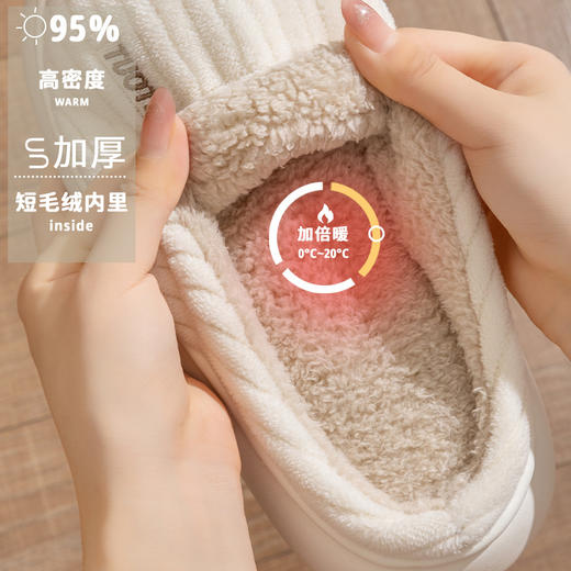 【毛茸茸，暖乎乎~】新款秋冬新款毛绒棉拖鞋 女室内家居厚底防滑保暖月子棉鞋 室内保暖居家外穿棉拖鞋-QQ 商品图1