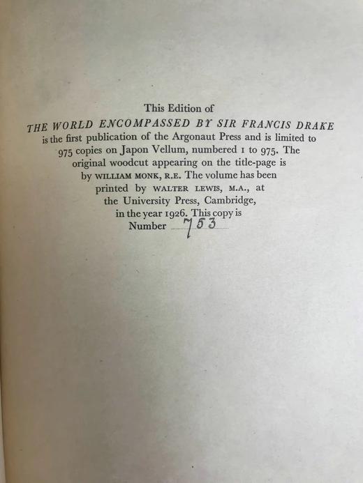 限量版毛边本！有编号！1926年 弗朗西斯·德雷克船长航海记 配插图与地图 漆布精装16开 商品图3