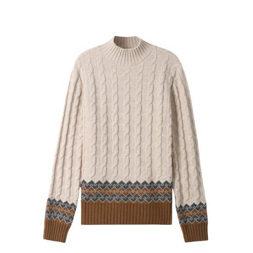 CC-103-H6131秋冬季上衣女士打底衫2024新款洋气绞花毛衣内搭拼色针织 商品图4