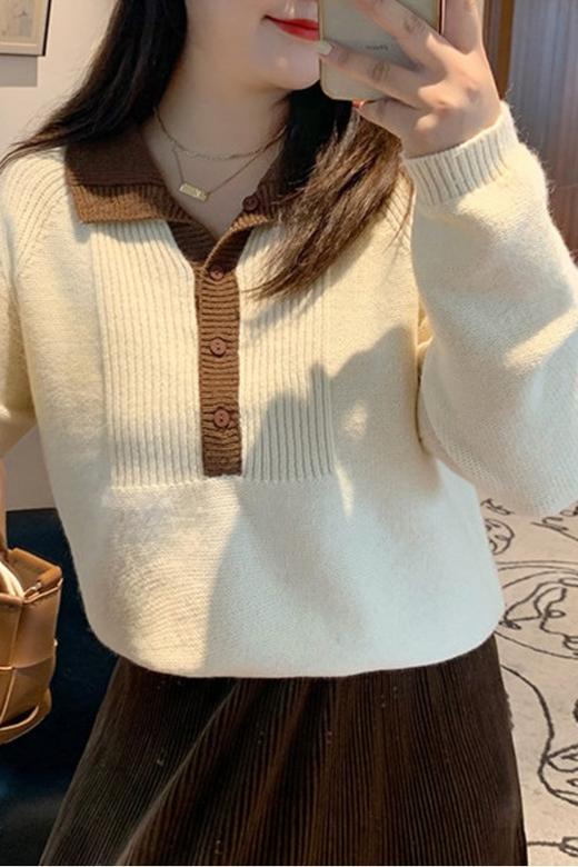 amadella 慵懒风摩卡棕撞色裙套装 10369 商品图2