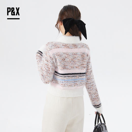 P&X设计师女装撞色条纹短款毛衣824418162 花色 商品图4