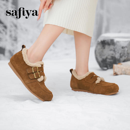 Safiya/索菲娅2024冬季踩屎感加绒外穿平底复古毛毛鞋勃肯鞋 SF44112017 商品图2